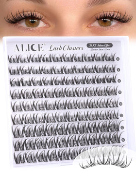 ALICE Wispy Lash Clusters front view with multi-directional tips