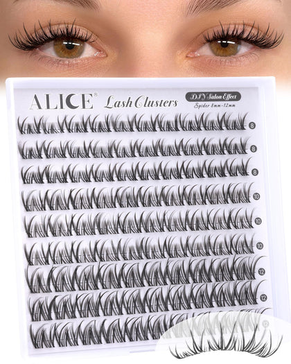 ALICE Wispy Lash Clusters front view with multi-directional tips