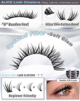 ALICE Wispy Lash Clusters Kit demonstrating application process