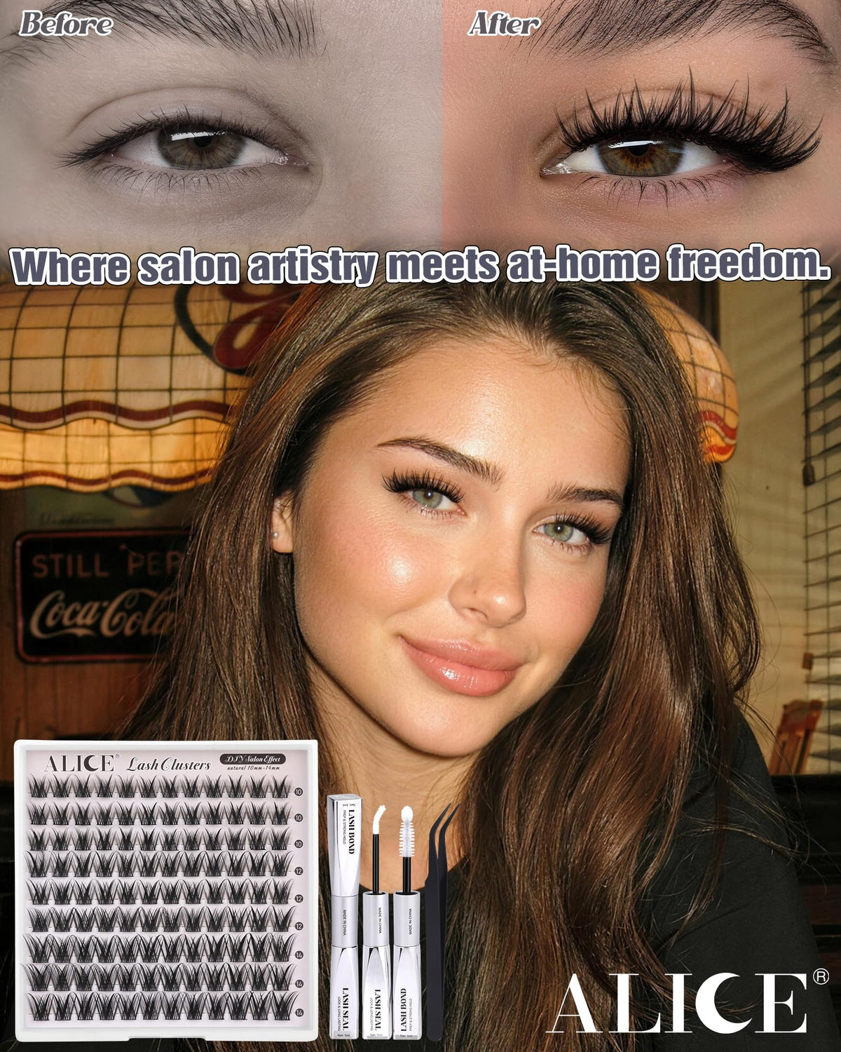 ALICE Wispy Lash Clusters Kit with adhesive and seal