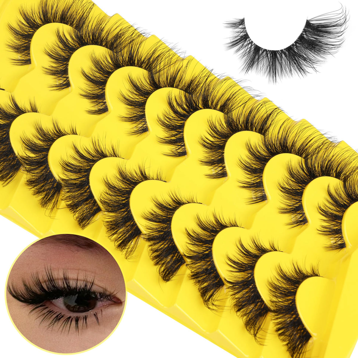 ALICROWN Cat Eye False Eyelashes side view showcasing wispy design