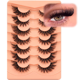 ALICROWN False Eyelashes 7 pairs fluffy cat eye lashes front view