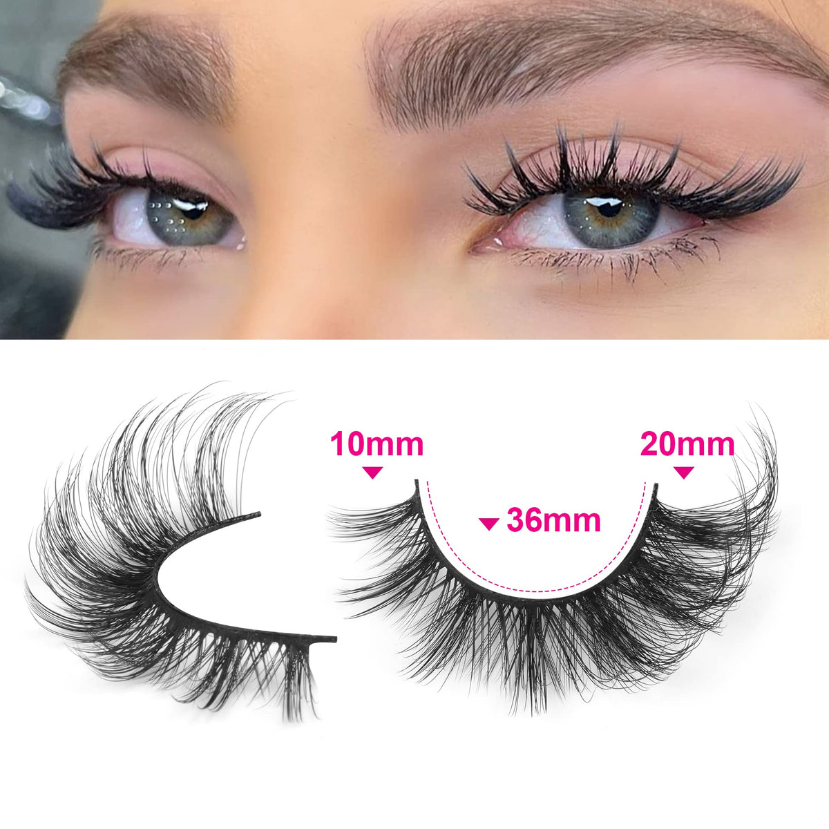 ALICROWN Fox Eye False Eyelashes displayed on a makeup counter