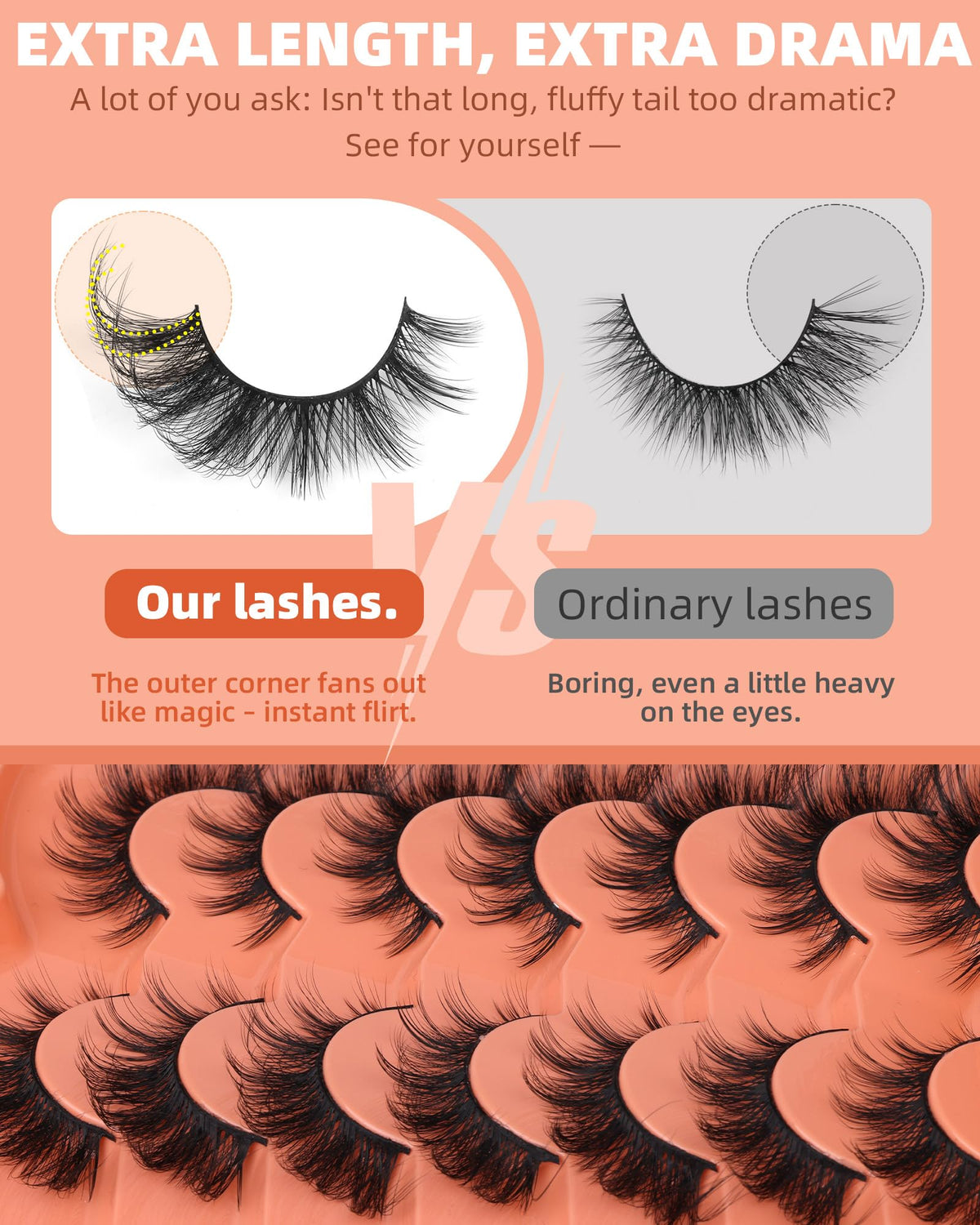 ALICROWN Fox Eye False Eyelashes showing wispy style
