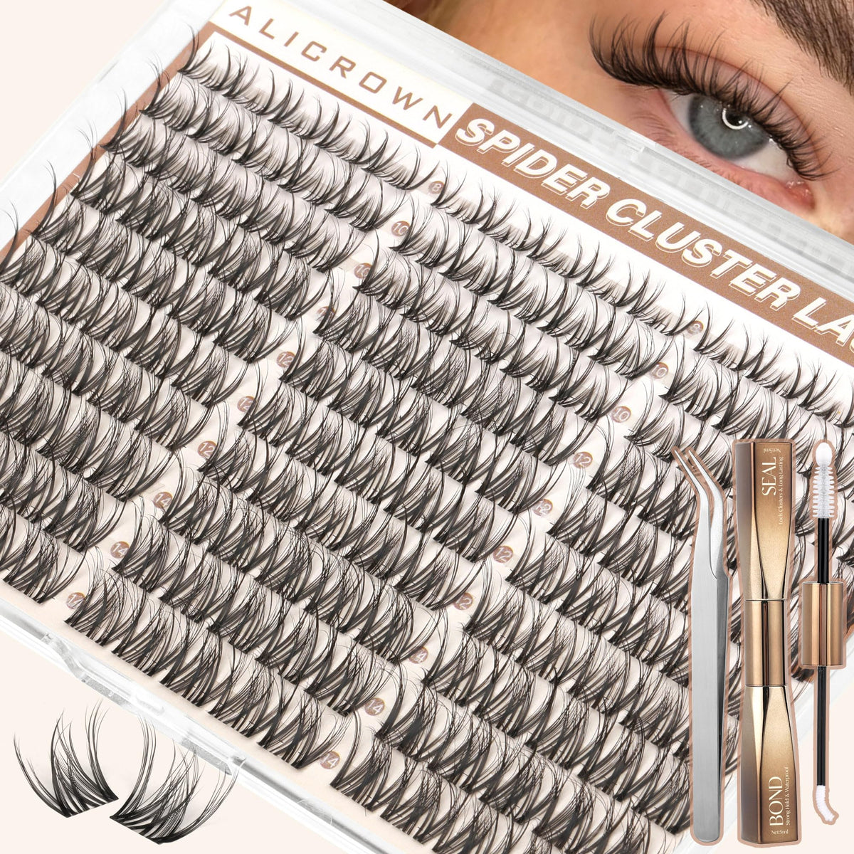 ALICROWN HAIR Spider Lash Clusters Kit packaging front view