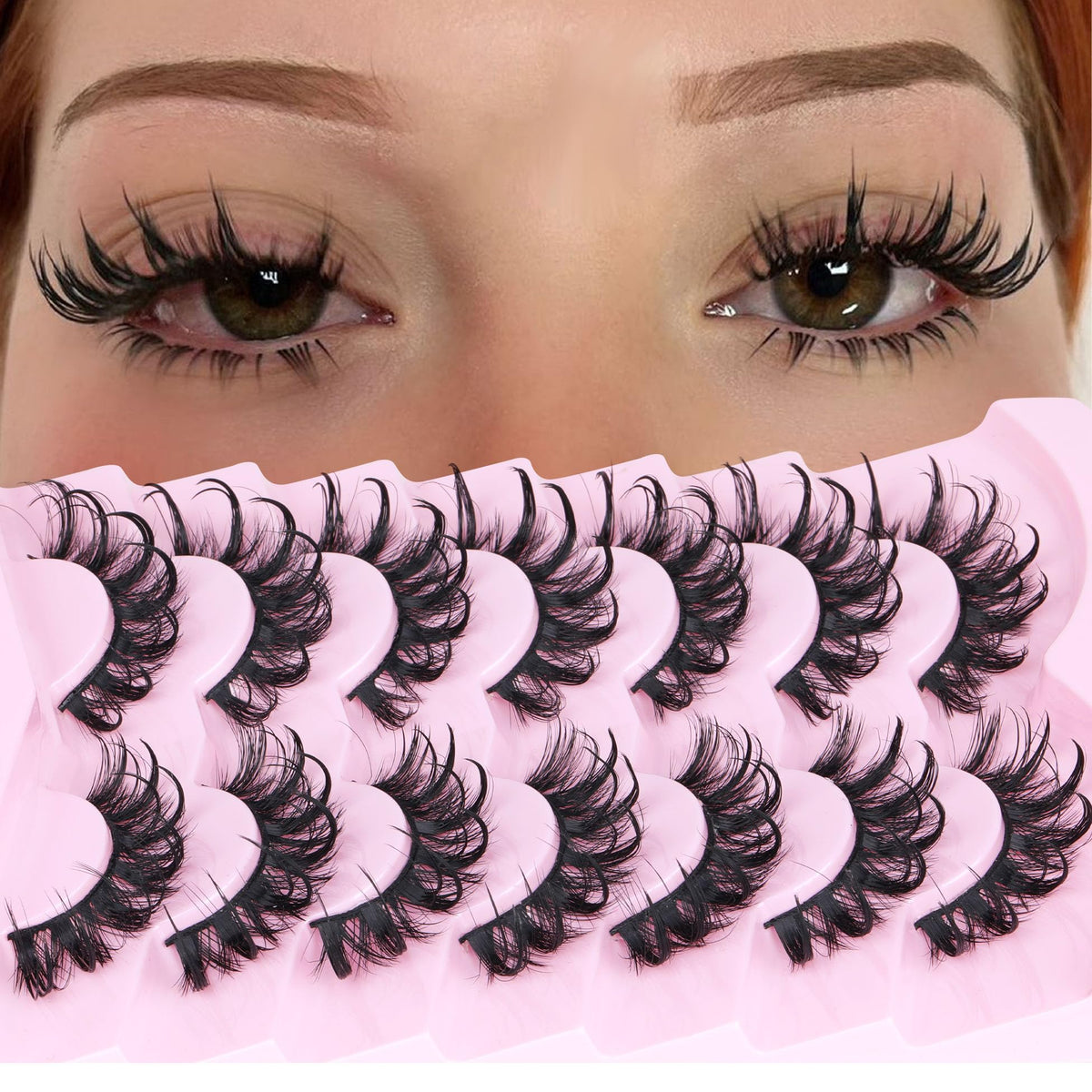 ALICROWN Wispy False Eyelashes Cat Eye Style front view