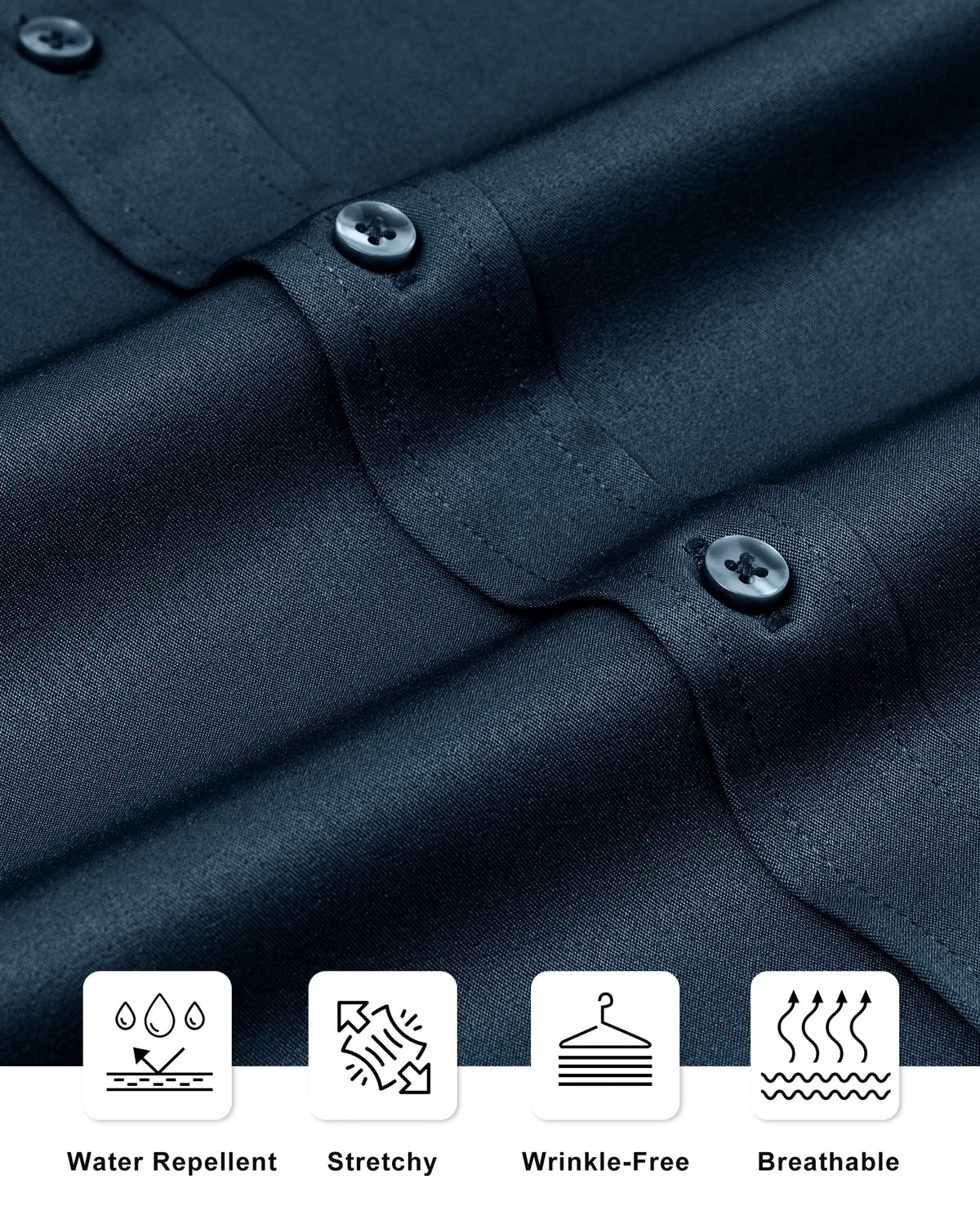Alimens & Gentle Men's Light Navy Dress Shirt button closure