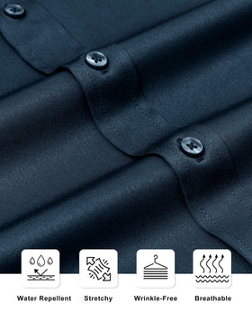 Alimens & Gentle Men's Light Navy Dress Shirt button closure