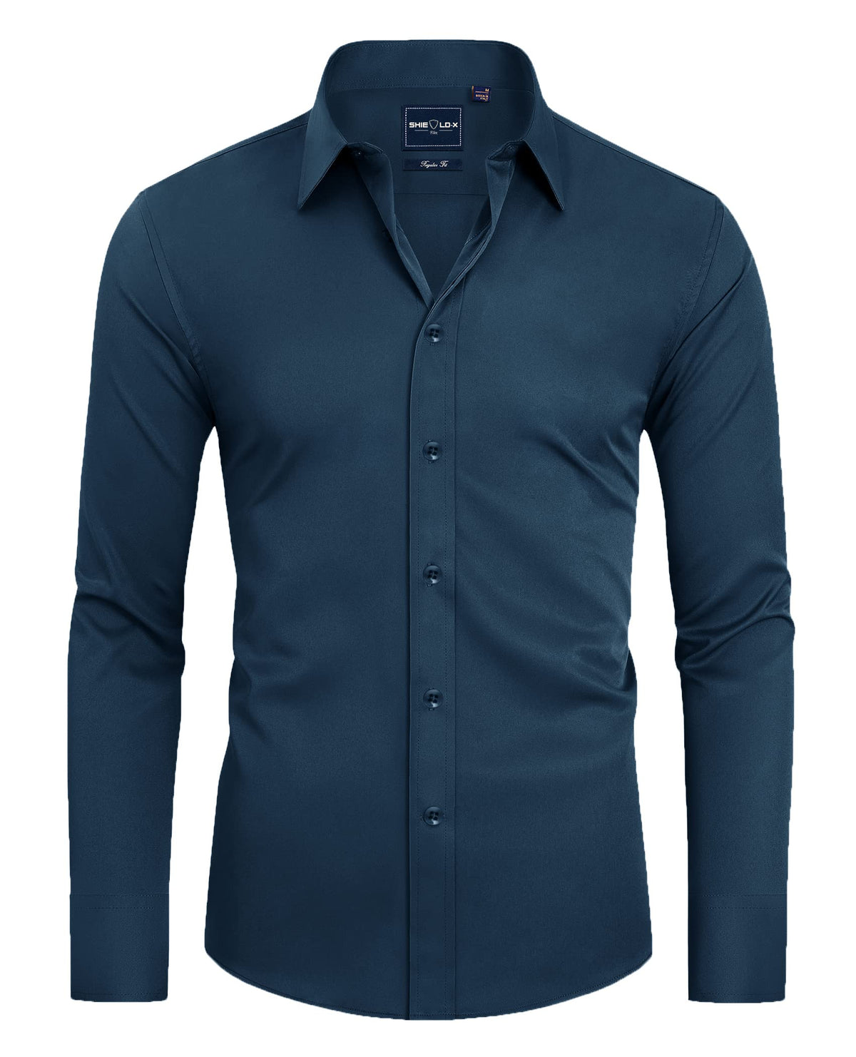 Alimens & Gentle Men's Light Navy Dress Shirt front view