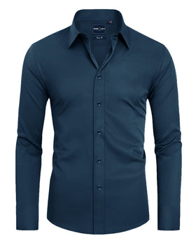 Alimens & Gentle Men's Light Navy Dress Shirt front view