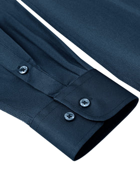 Alimens & Gentle Men's Light Navy Dress Shirt on a model