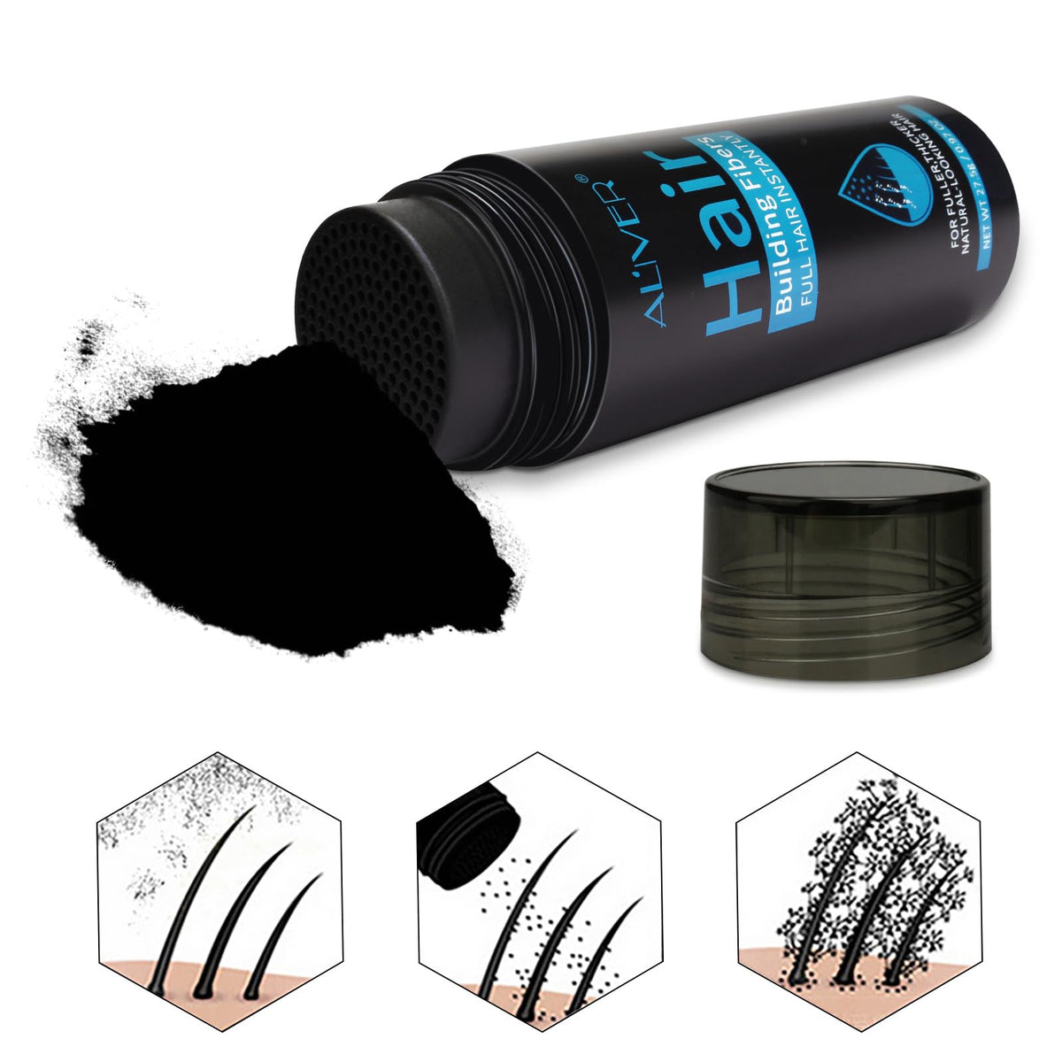 ALIVER Hair Fibers before and after application
