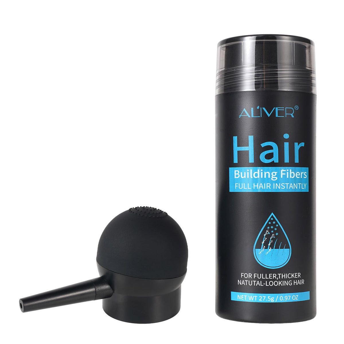 ALIVER Hair Fibers for Thinning Hair Black 27.5g front view