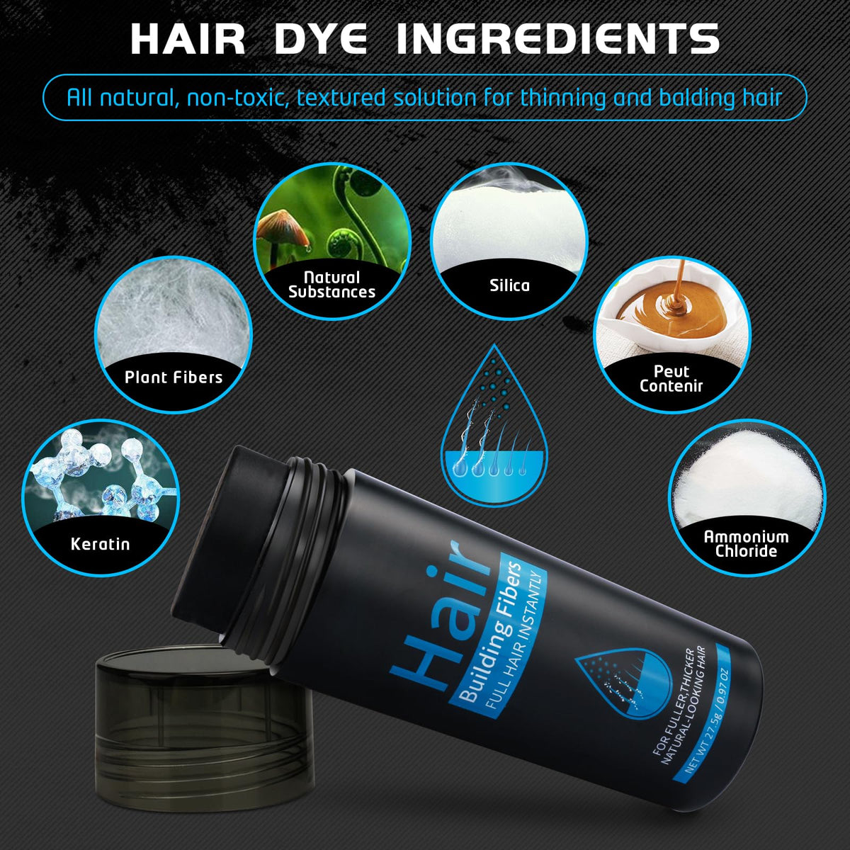 ALIVER Hair Fibers on a bathroom counter
