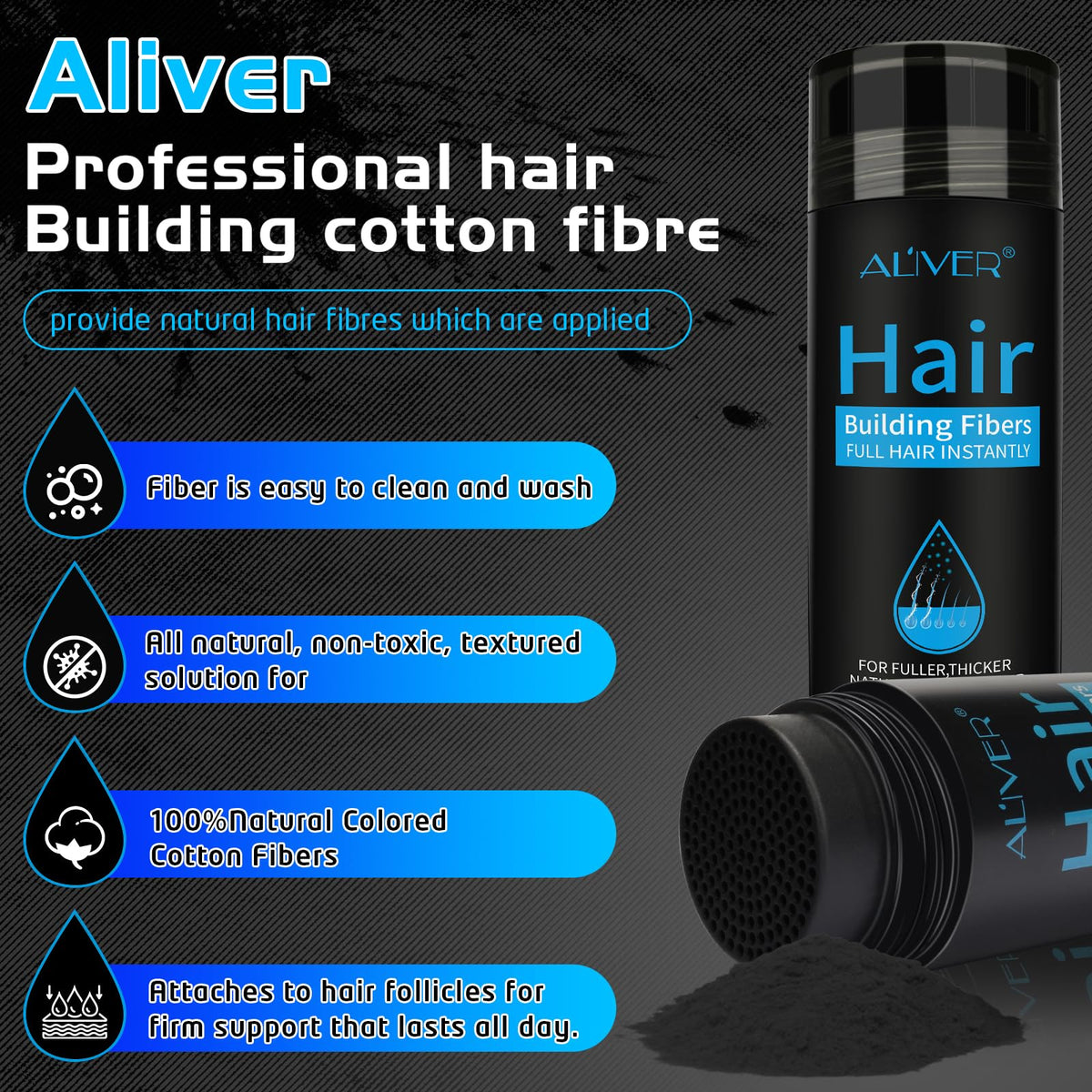 ALIVER Hair Fibers packaging design
