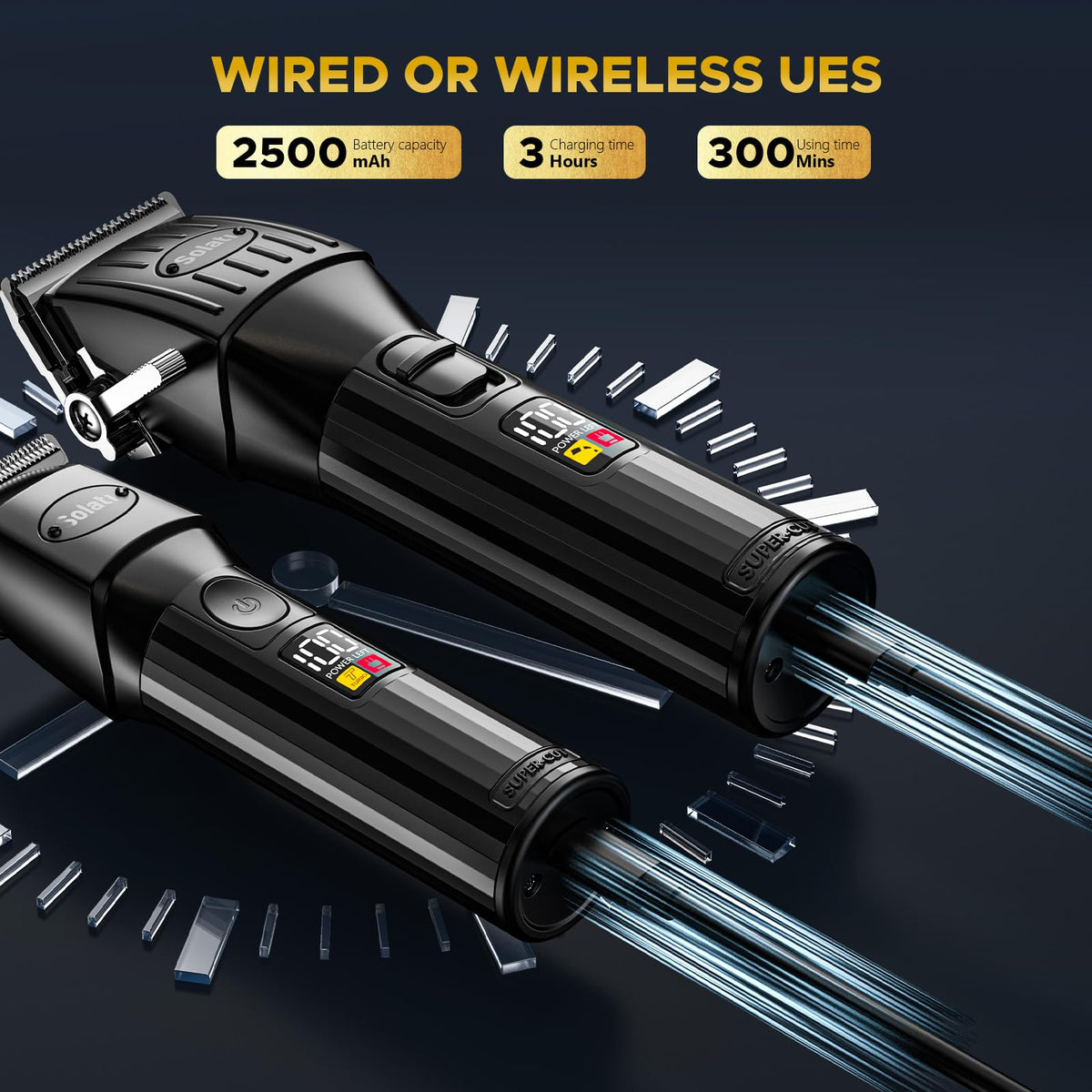 All accessories included with Solati hair clippers set