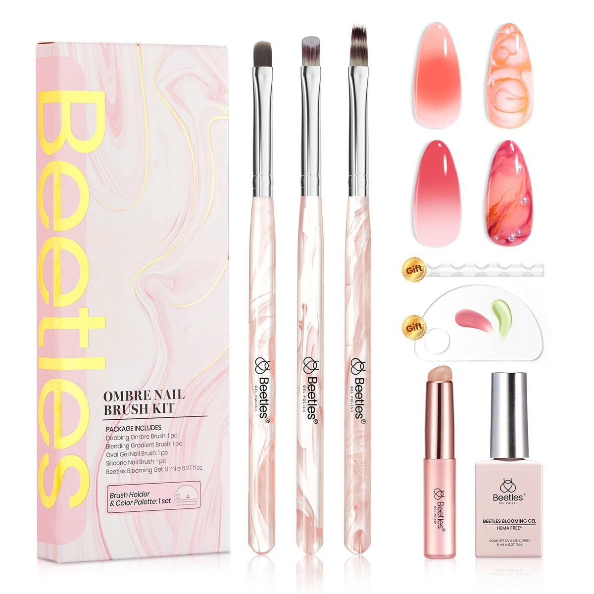 All components of beetles Gel Polish Blooming Gel Nail Art Brushes Set