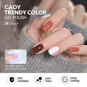 All components of GAOY gel nail polish set including base and top coats