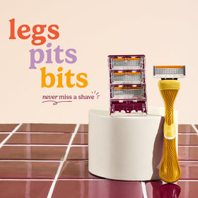 All components of the Dollar Shave Club Women's Razor Set