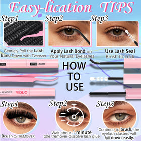 All components of YIDUO Lash Cluster Kit arranged