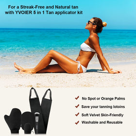 All components of YVOIER tanning mitt kit in packaging