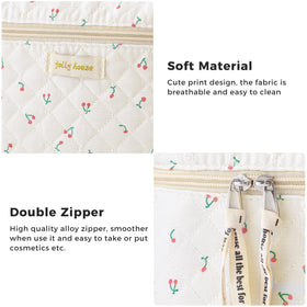 All three sizes of HBselect makeup bags stacked together