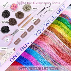 All tools included in Arcpor Hair Tinsel Kit