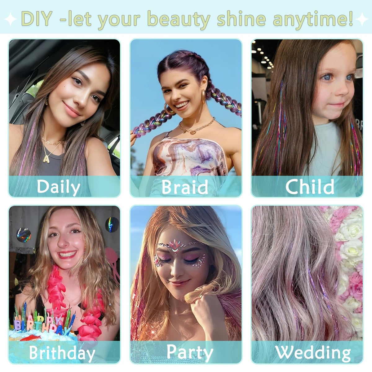 All tools included in LEDIZE Hair Tinsel Kit