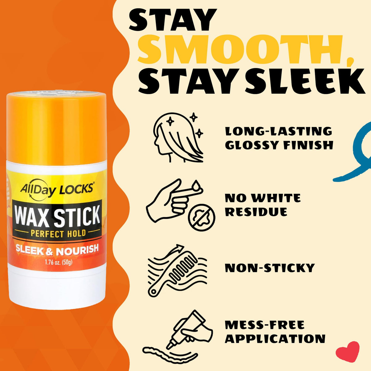AllDay Locks Wax Stick 1.76 Oz application on hair