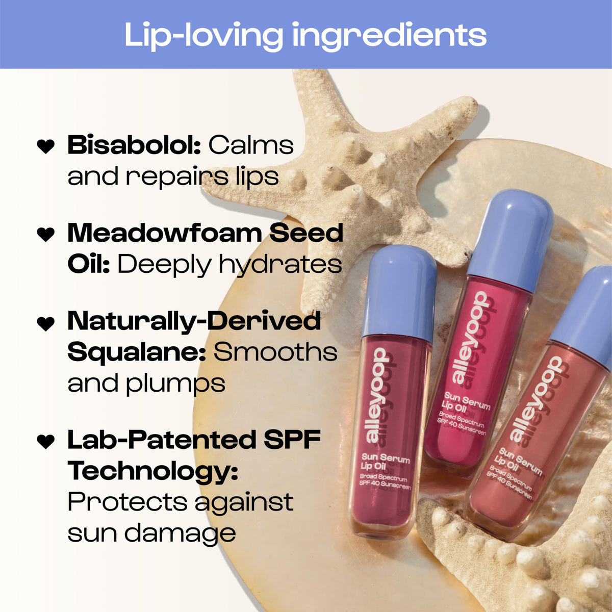 ALLEYOOP Sun Serum Lip Oil SPF 40 packaging