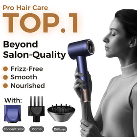 Alloom Hair Dryer Pro with concentrator nozzle attached