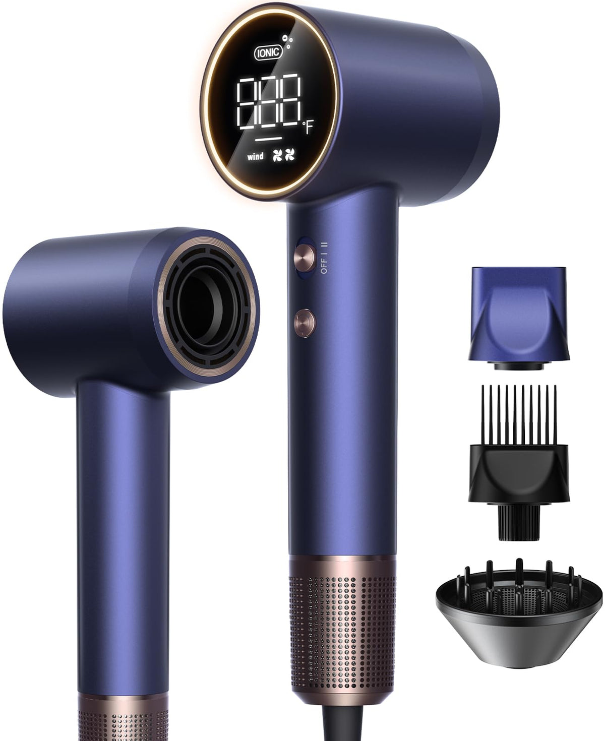 Alloom High-Speed Hair Dryer Pro front view with smart display