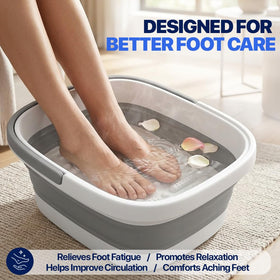 AllSett Health Collapsible Foot Bath folded for storage