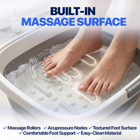 AllSett Health Collapsible Foot Bath in use with warm water