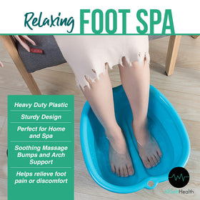 AllSett Health Foot Soaking Bath Basin in a spa setting