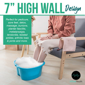 AllSett Health Foot Soaking Bath Basin with feet soaking inside