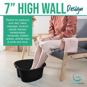 AllSett Health Foot Soaking Bath Basin with feet submerged