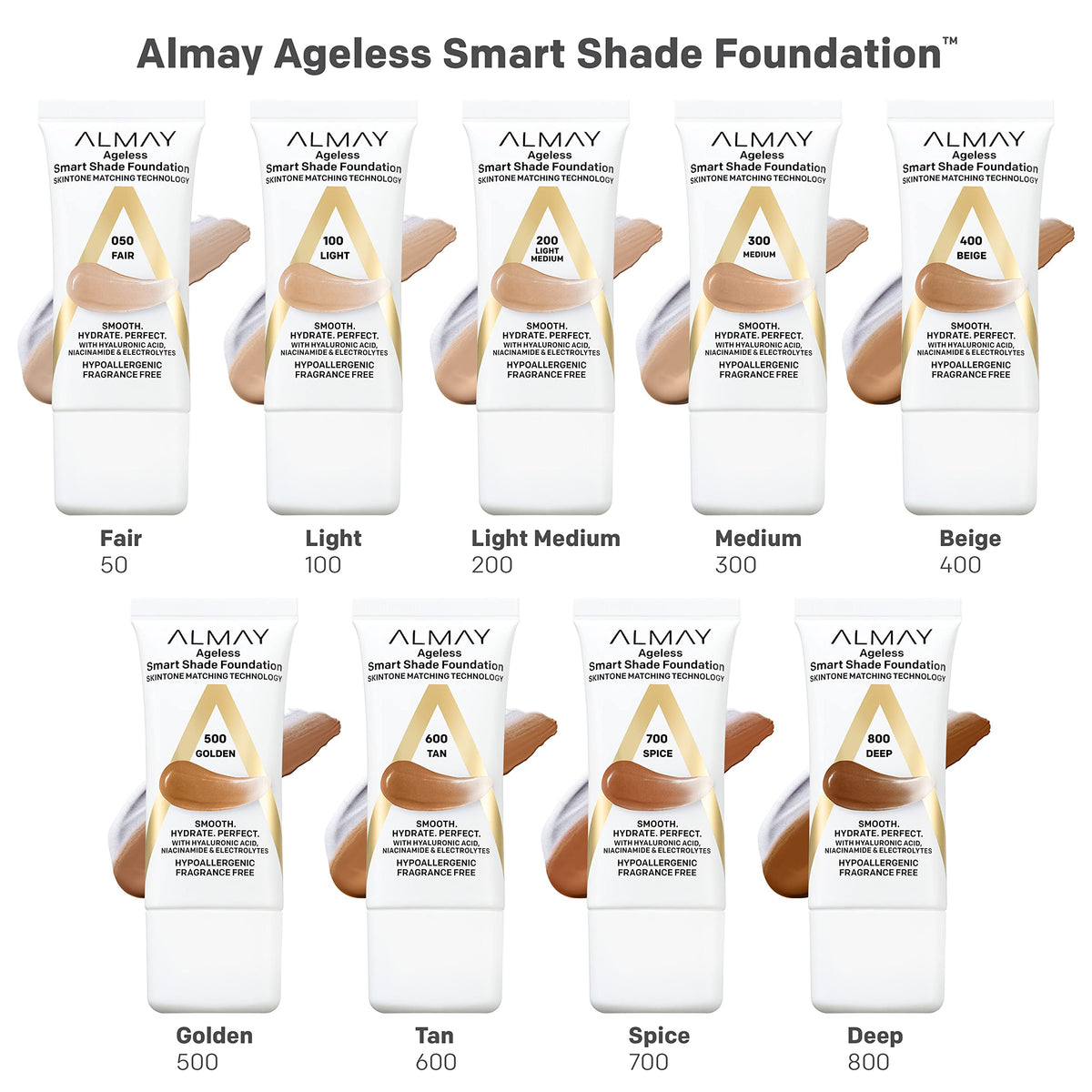 Almay Anti-Aging Foundation Smart Shade 500 Golden with makeup brush