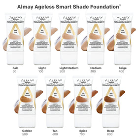 Almay Anti-Aging Foundation Smart Shade 500 Golden with makeup brush