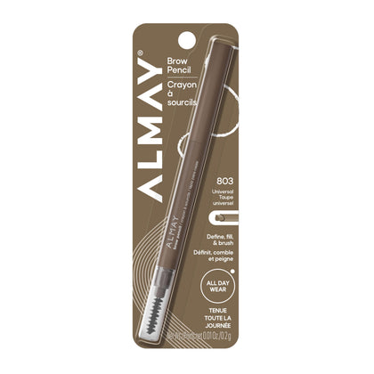 Almay Brow Pencil 803 Universal Taupe front view with spoolie brush