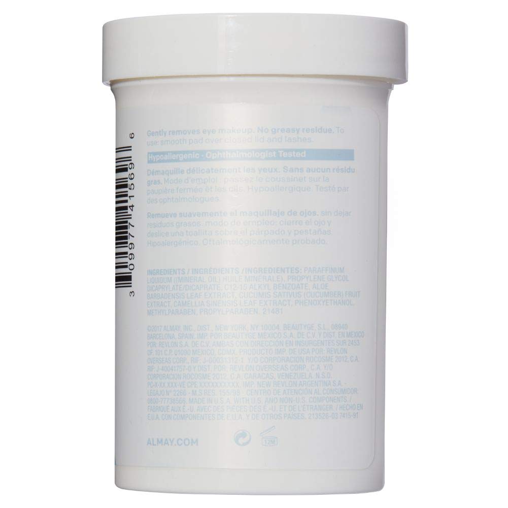 Almay Longwear Waterproof Eye Makeup Remover Pads in use for makeup removal