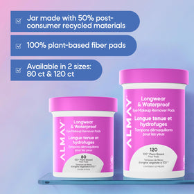 Almay Longwear & Waterproof Eye Makeup Remover Pads next to makeup products