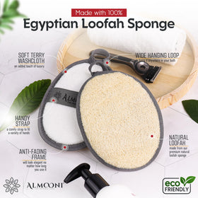 ALMOONI Loofah Sponge Body Scrubber for Men gray side view