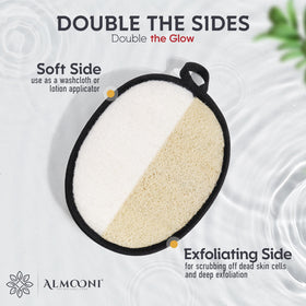 ALMOONI Loofah Sponge Body Scrubber for Men, held in hand