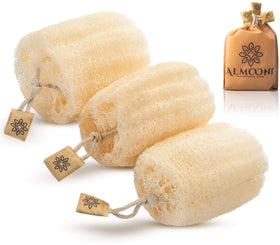 ALMOONI Natural Loofah Body Scrubber 3-Pack front view