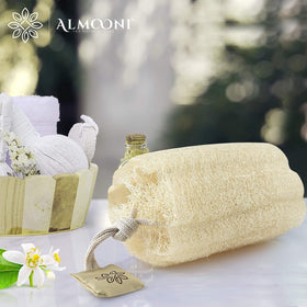 ALMOONI Natural Loofah Body Scrubber flat lay