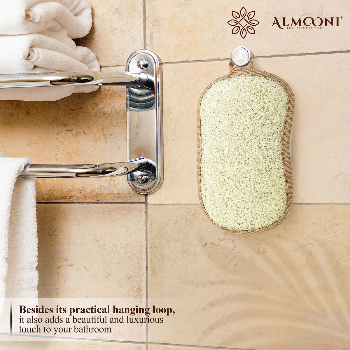 ALMOONI Natural Loofah Body Scrubber flexible design contouring to body