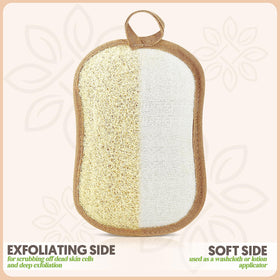 ALMOONI Natural Loofah Body Scrubber in biodegradable packaging