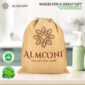 ALMOONI Natural Loofah Body Scrubber showcasing exfoliating texture