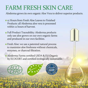 Aloderma Aloe Vera Gel with fresh aloe leaves